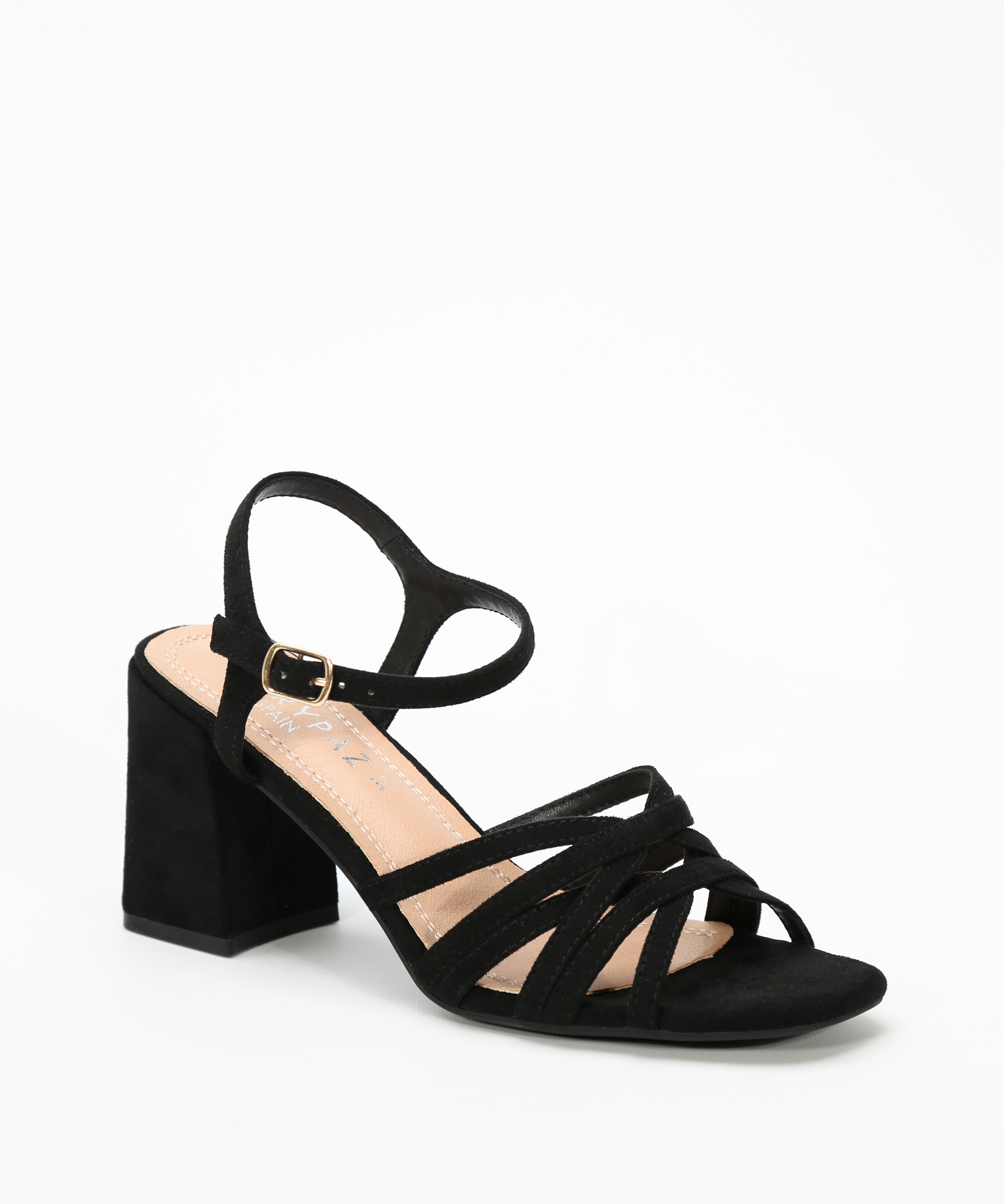 Sandalias tacón tiras enrejadas